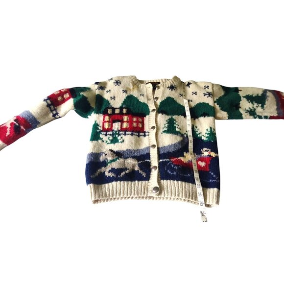 Vintage Eddie Bauer Women's Size Small Knit Village 100% Wool Cardigan Sweater - Picture 12 of 13